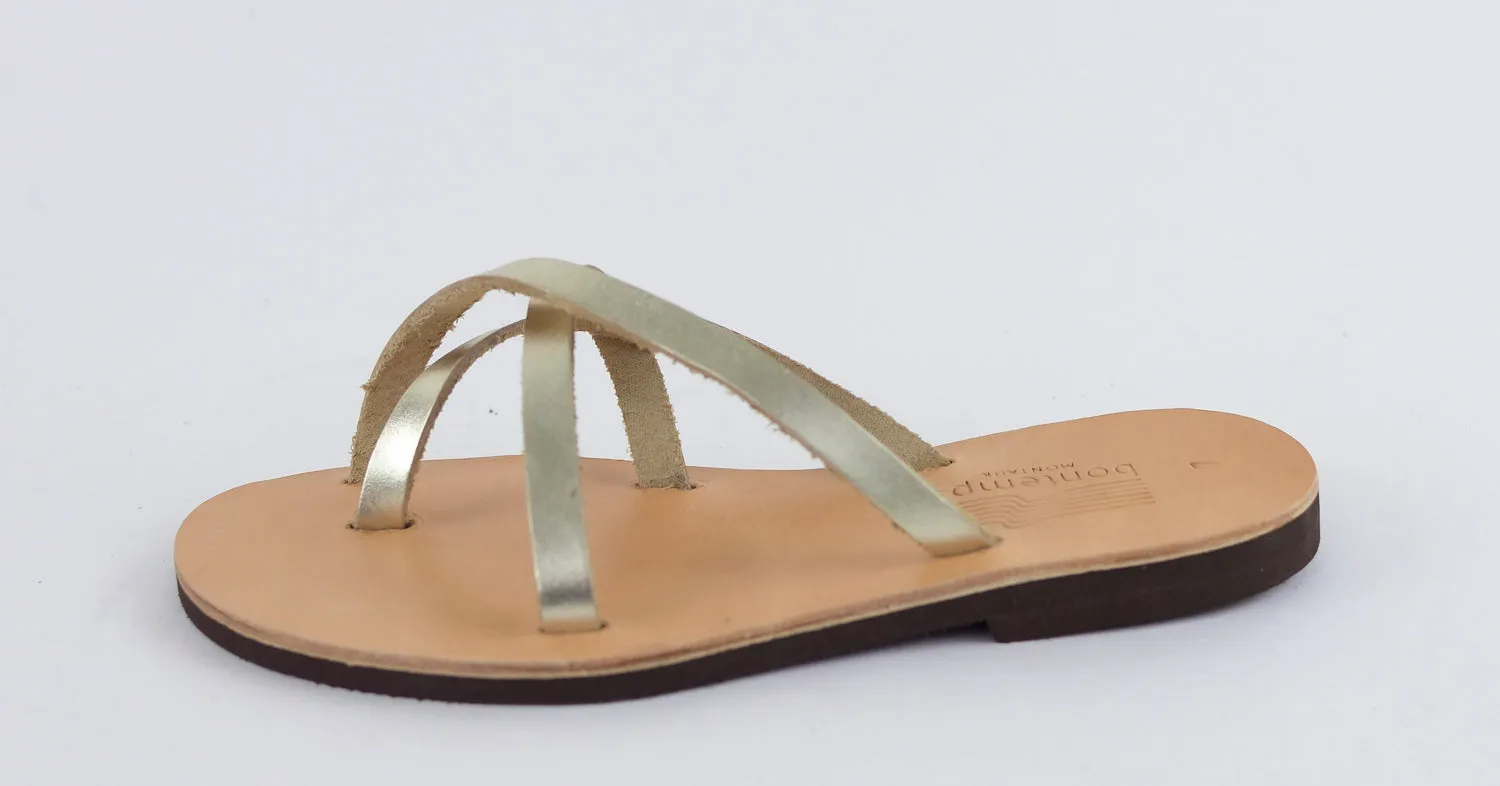 SELENE GOLD LEATHER SANDALS