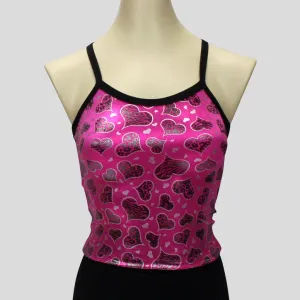 Silver Hearts Pink Top