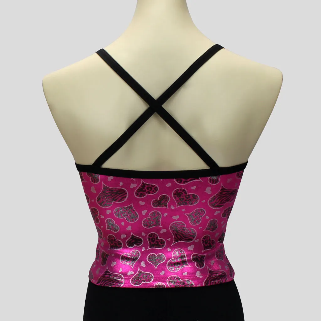 Silver Hearts Pink Top