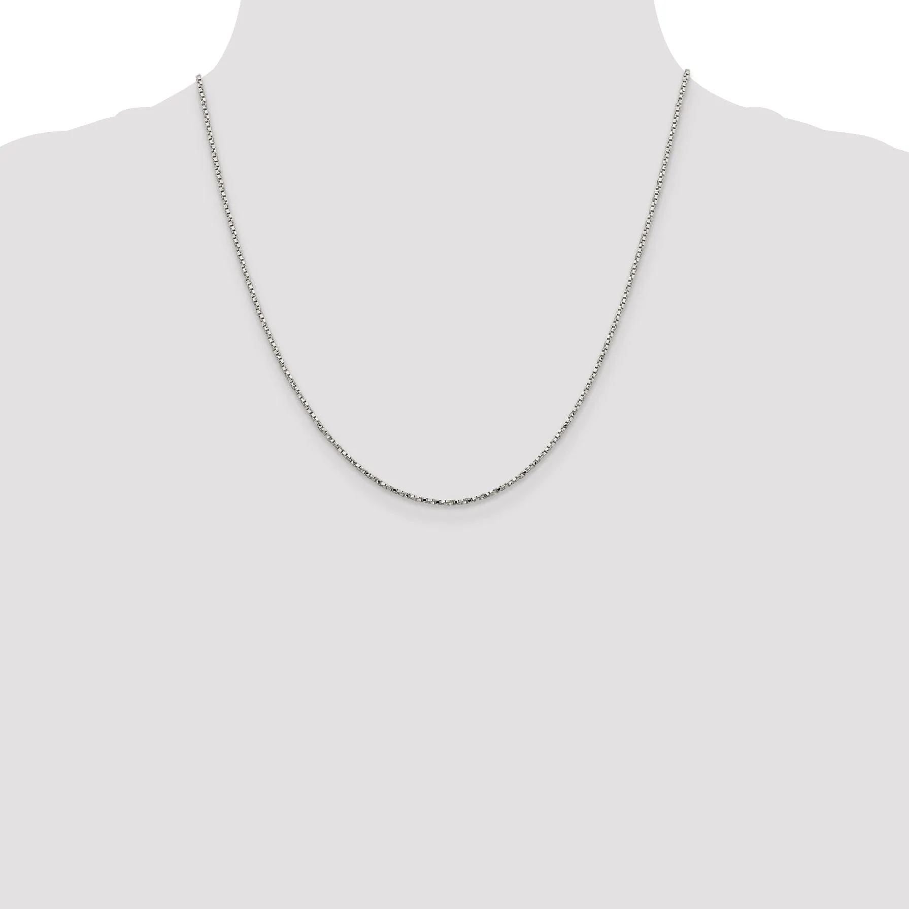 Silver Polished 1.35-mm Twisted Box Chain