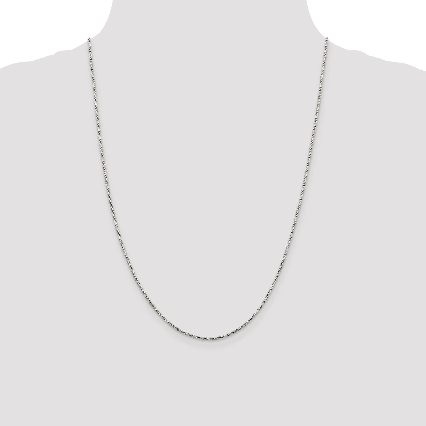 Silver Polished 1.35-mm Twisted Box Chain