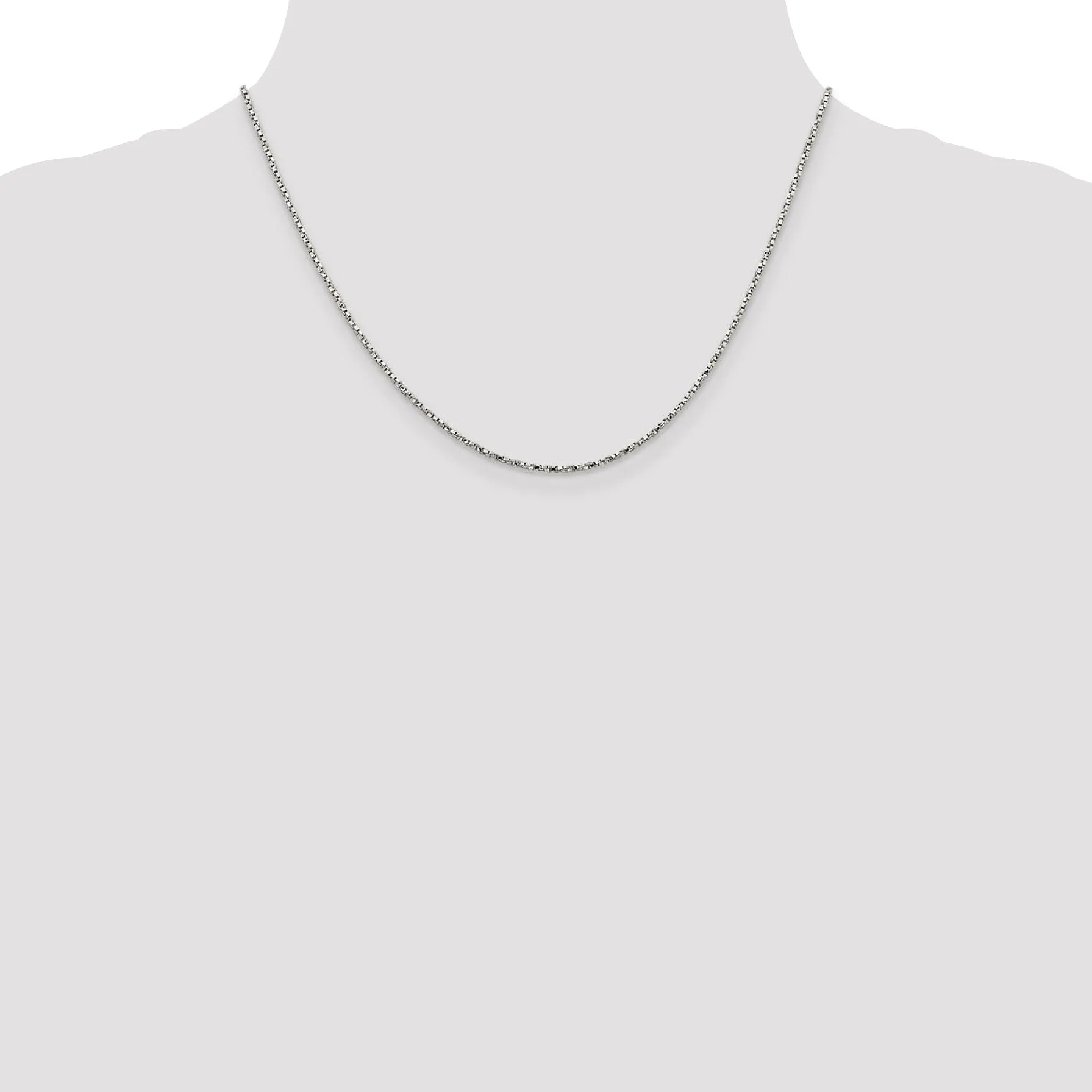 Silver Polished 1.35-mm Twisted Box Chain