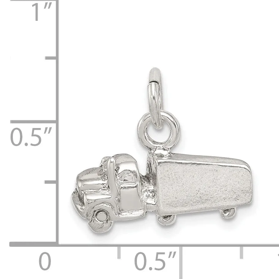 Silver Polished 3-D Semi with Trailer Pendant