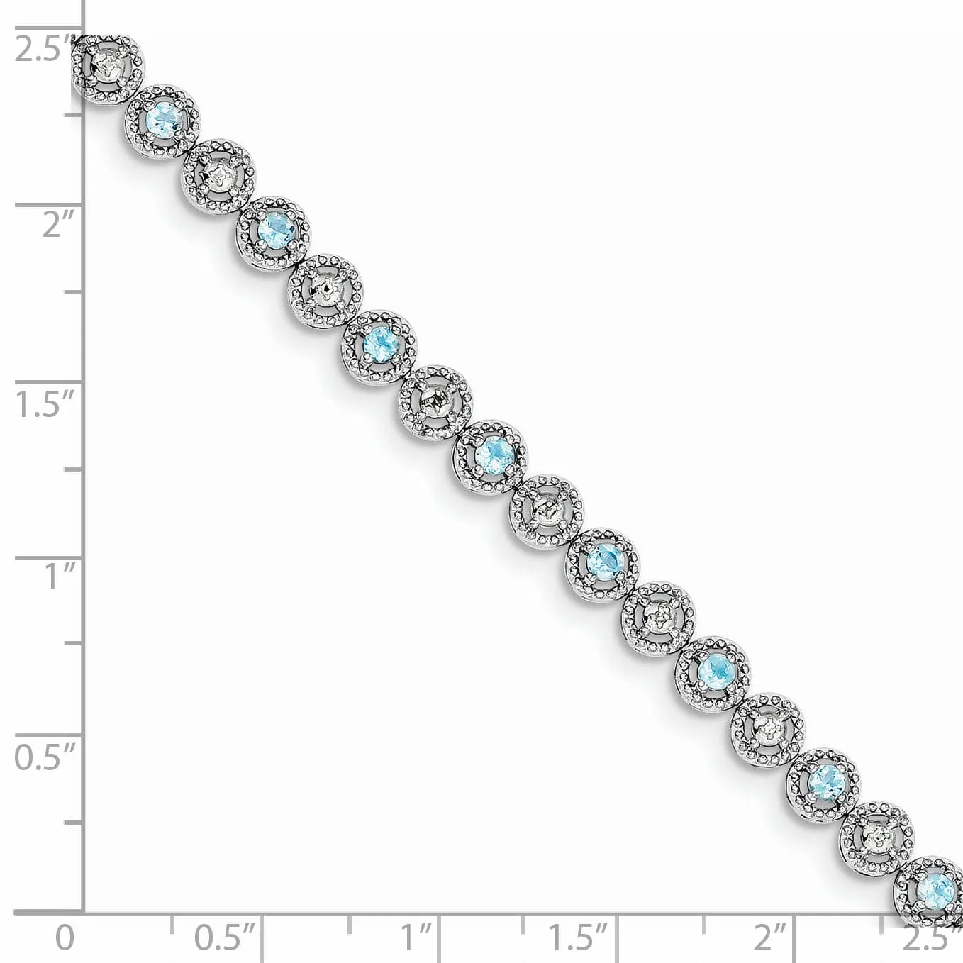 Silver Polished Blue Topaz Gemstone Bracelet