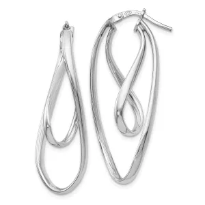 Silver Polished Twisted Oval Hoop Earrings