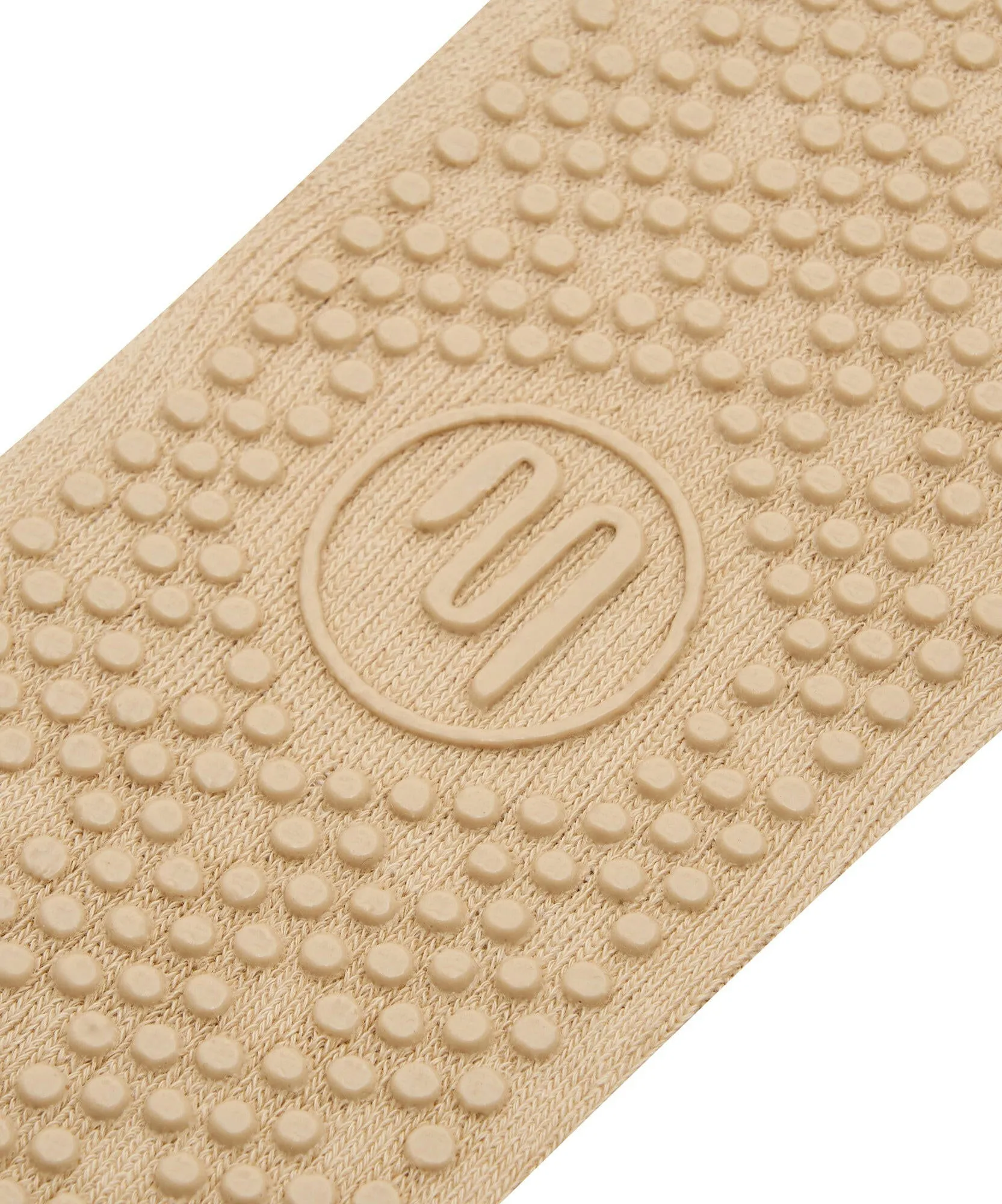 Slide On Non Slip Grip Socks - Almond