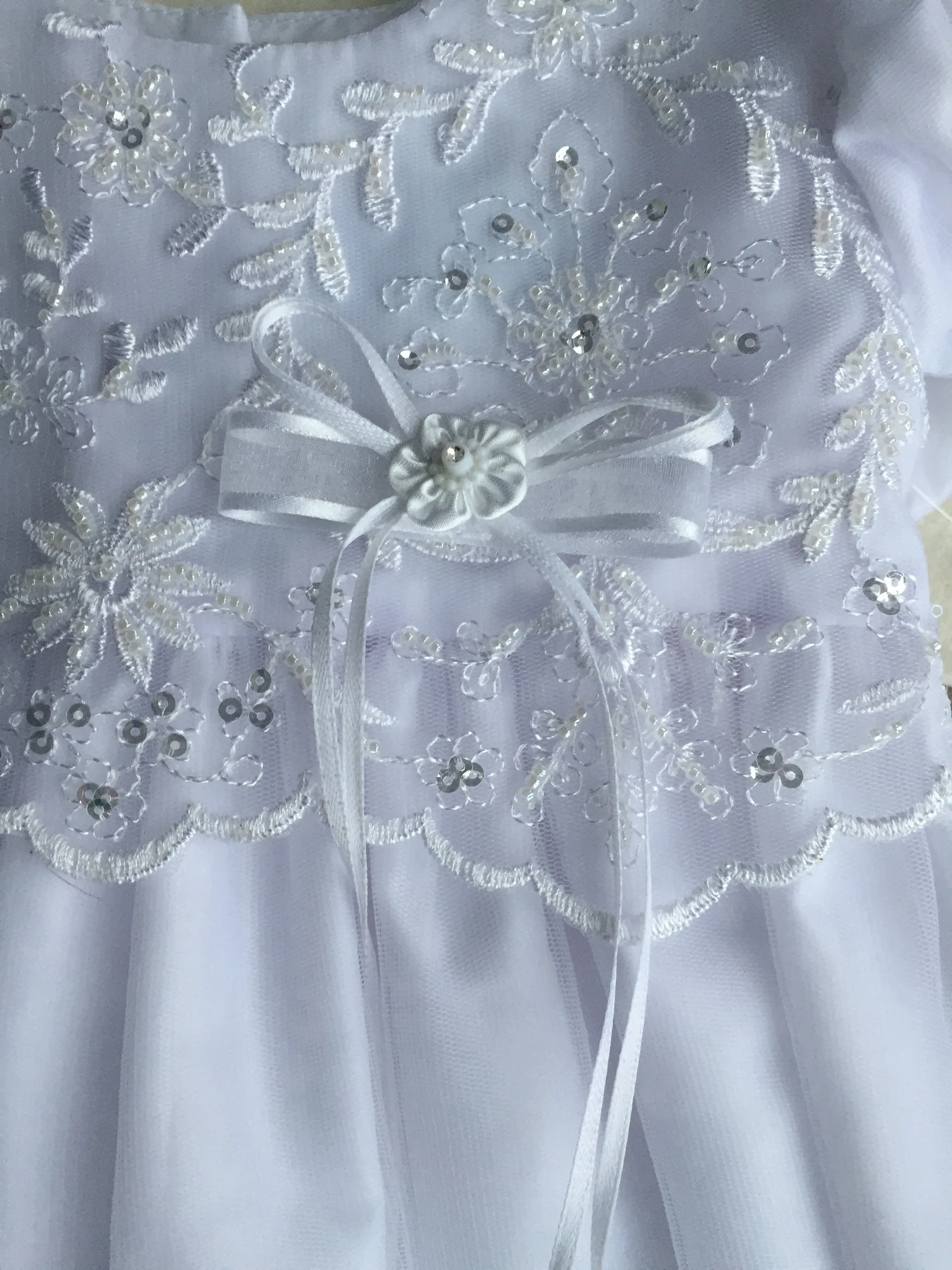 Sofia Embroidered Tulle Christening Gown with Beadwork