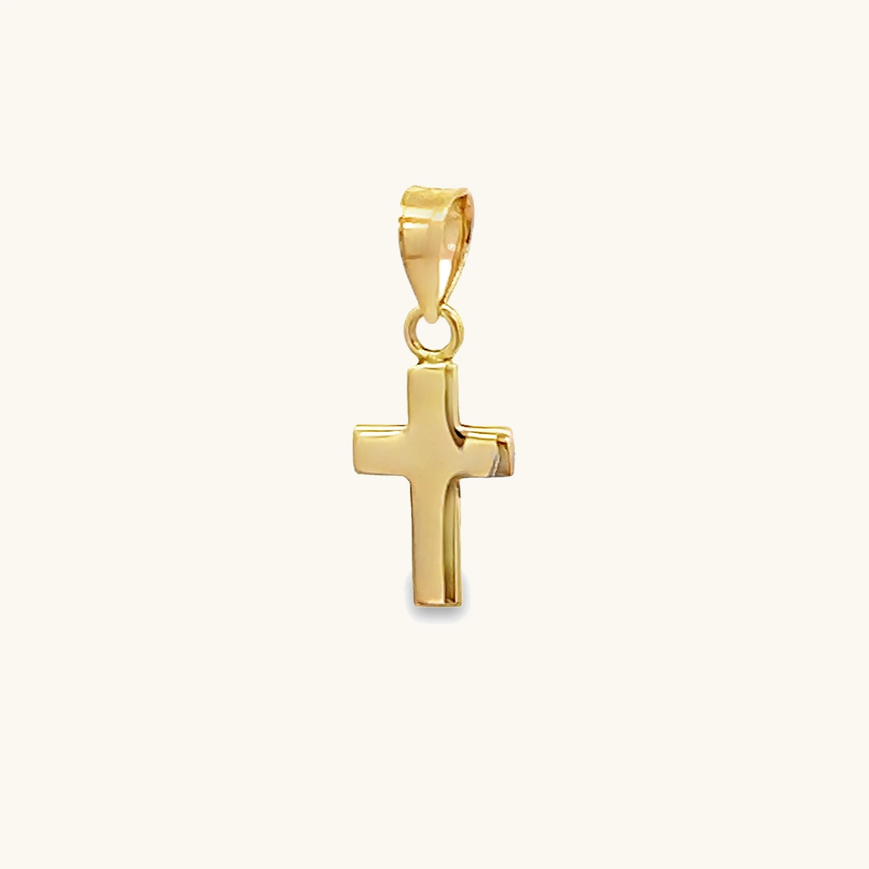 SOLID 14K GOLD .06CT DIAMOND CROSS PENDANT XXS