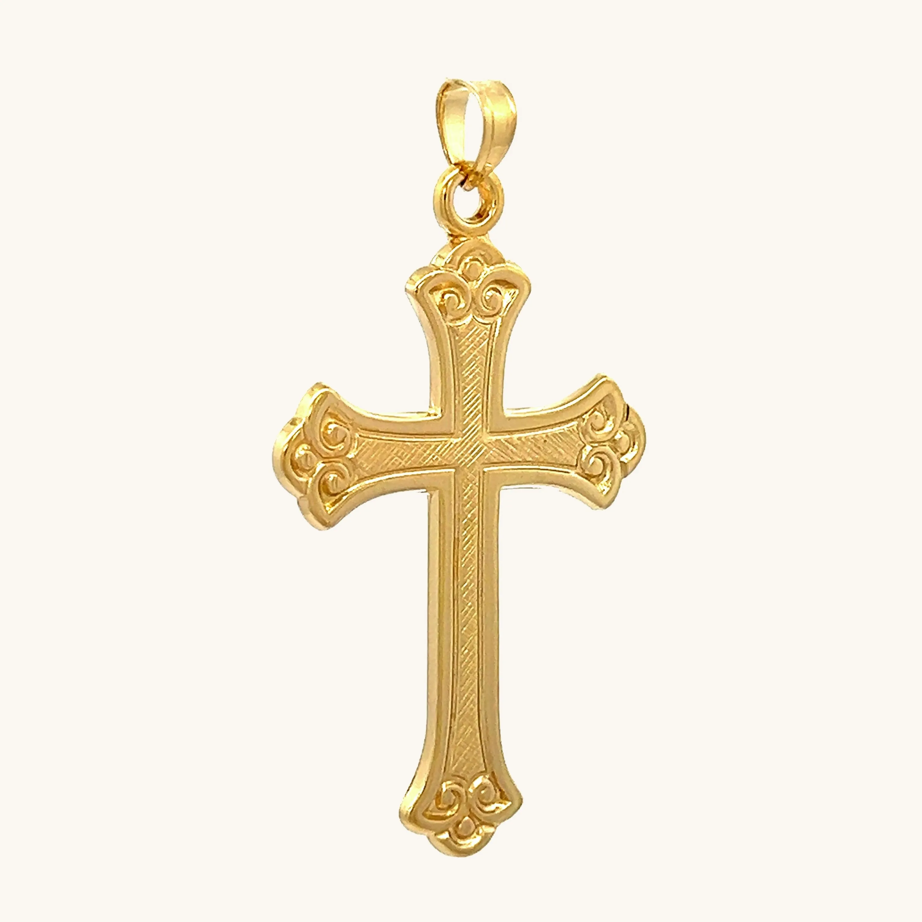 SOLID 14K GOLD DESIGN CROSS PENDANT
