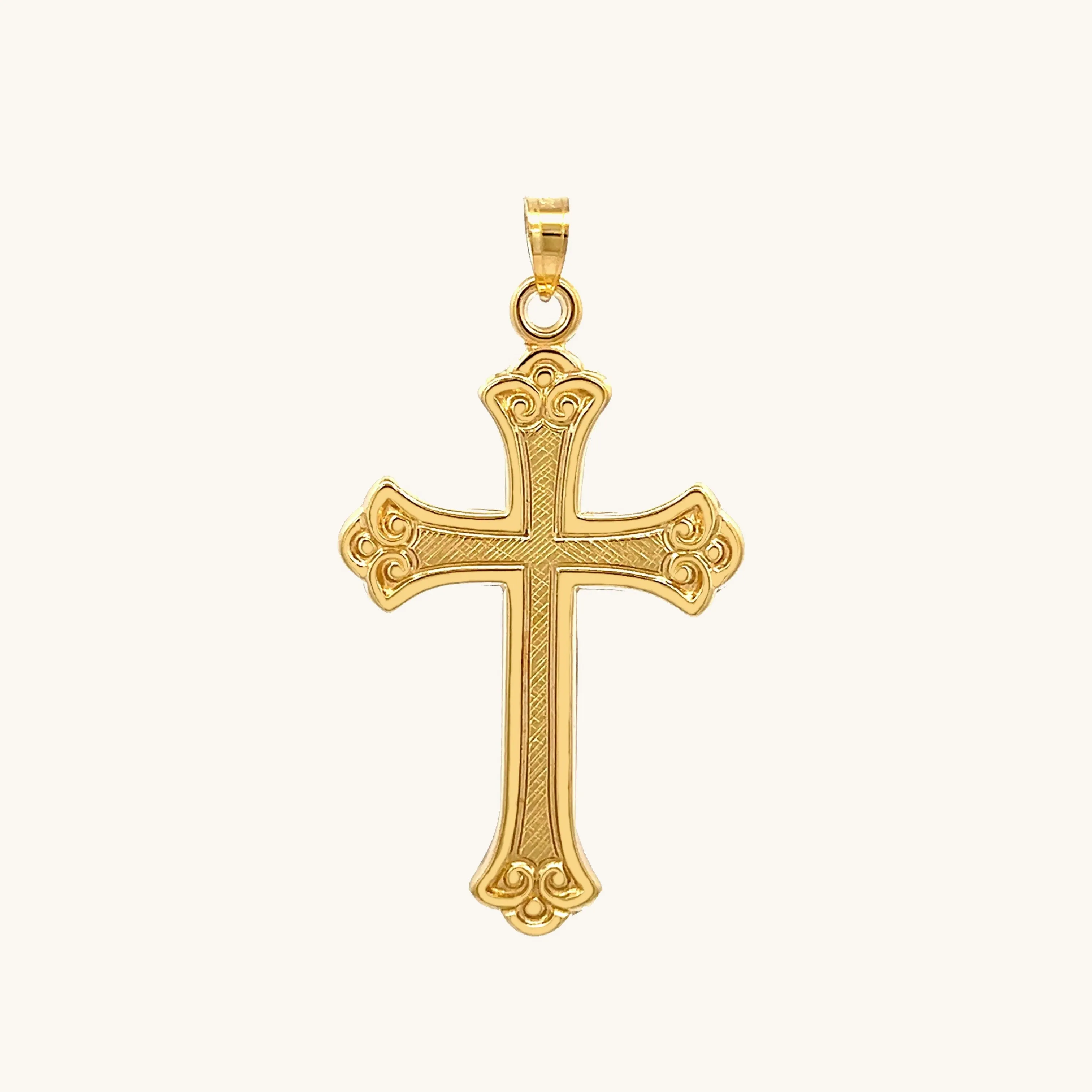 SOLID 14K GOLD DESIGN CROSS PENDANT