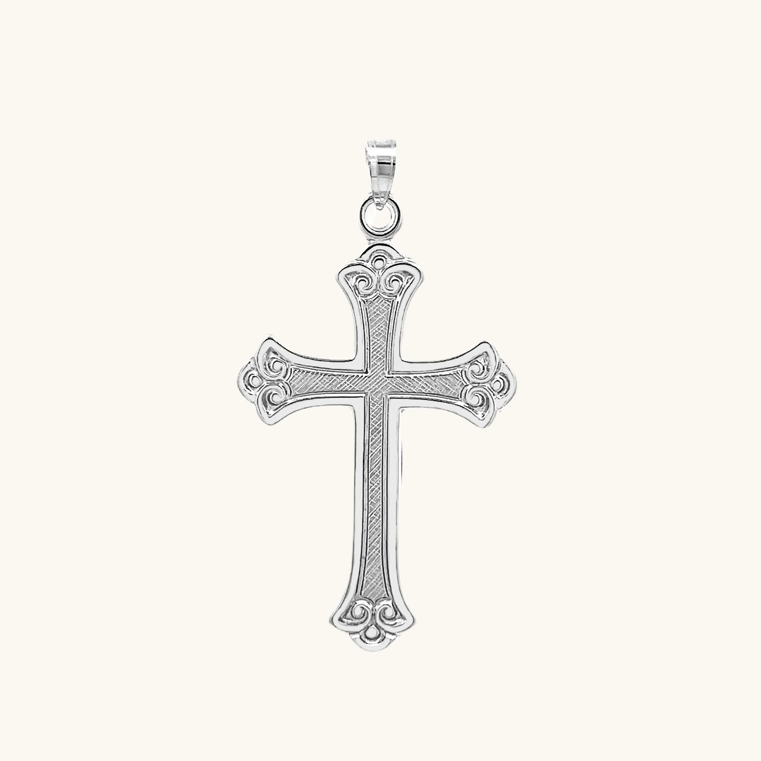 SOLID 14K GOLD DESIGN CROSS PENDANT