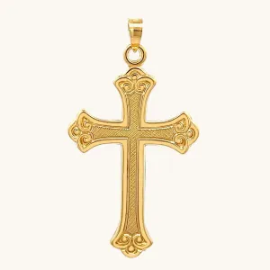 SOLID 14K GOLD DESIGN CROSS PENDANT