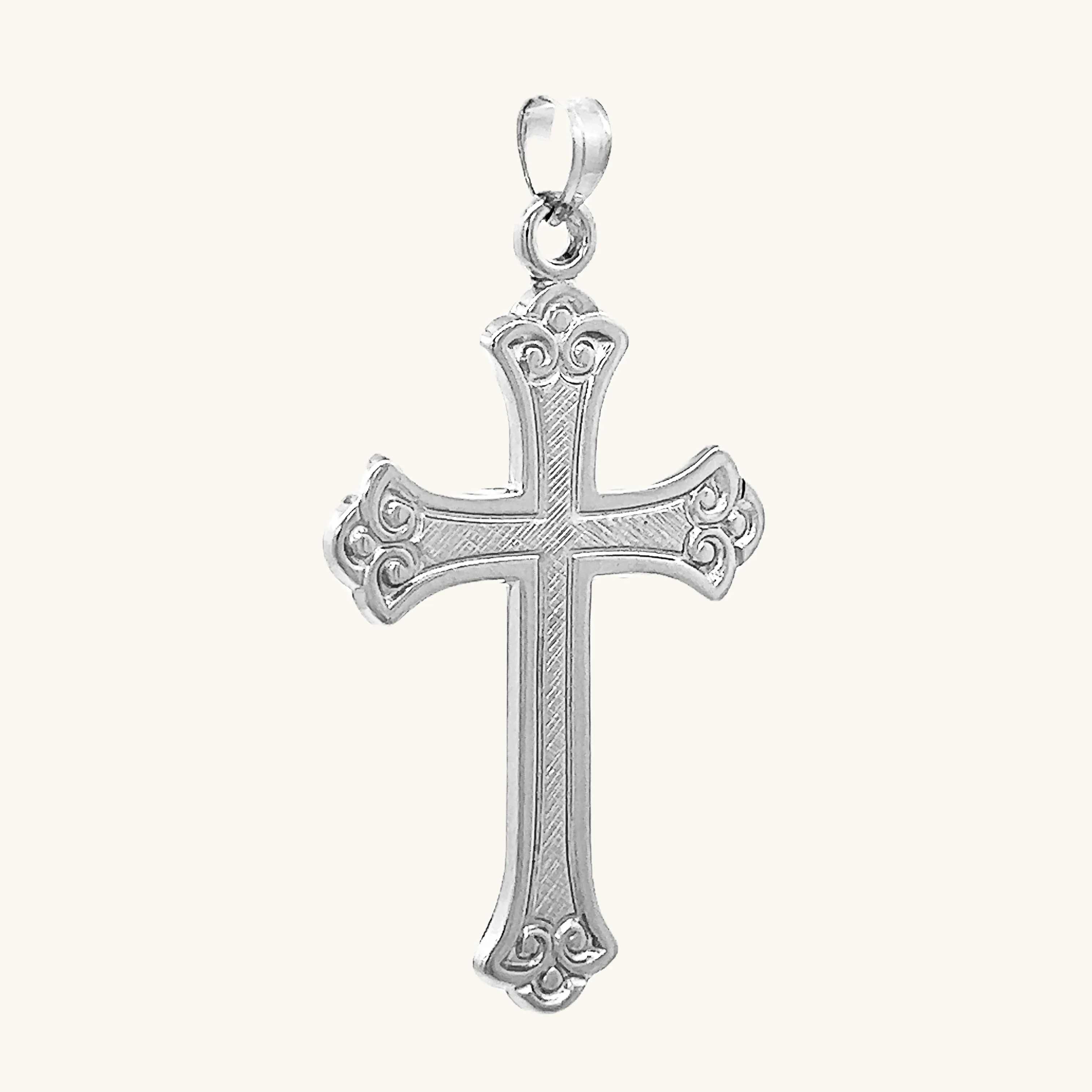 SOLID 14K GOLD DESIGN CROSS PENDANT
