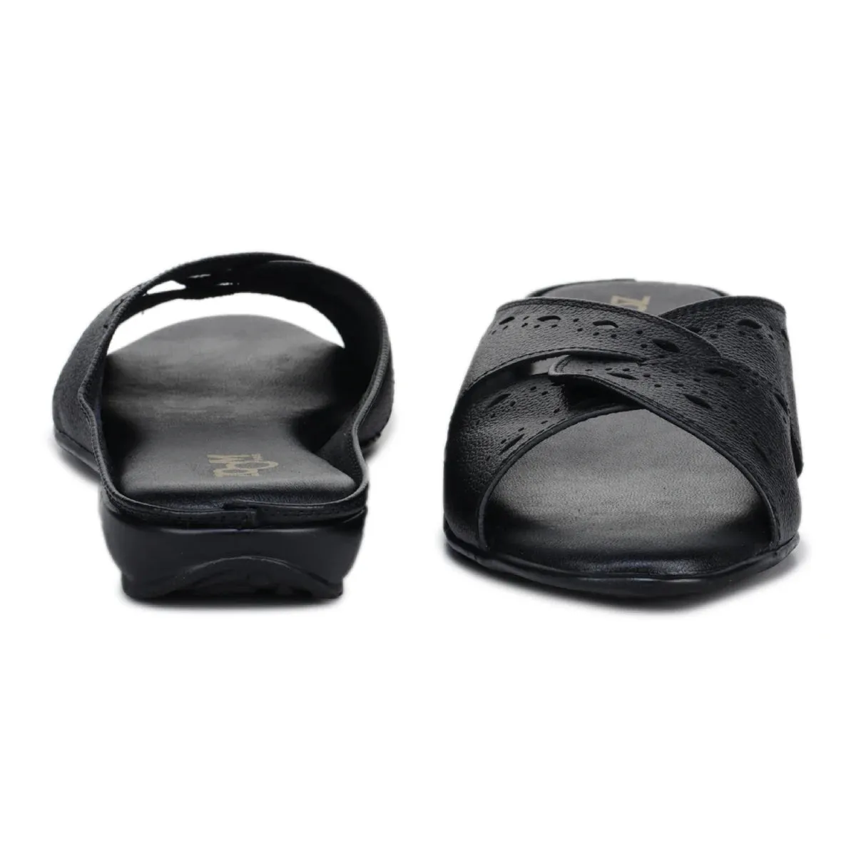 Sophisticated Women's Leather Slippers L 615 with Brogue Design