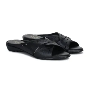 Sophisticated Women's Leather Slippers L 615 with Brogue Design