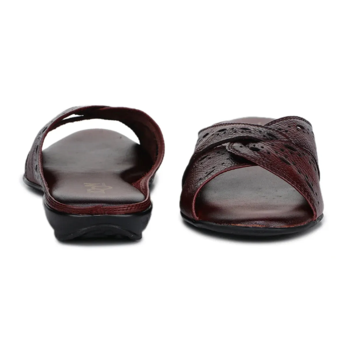 Sophisticated Women's Leather Slippers L 615 with Brogue Design