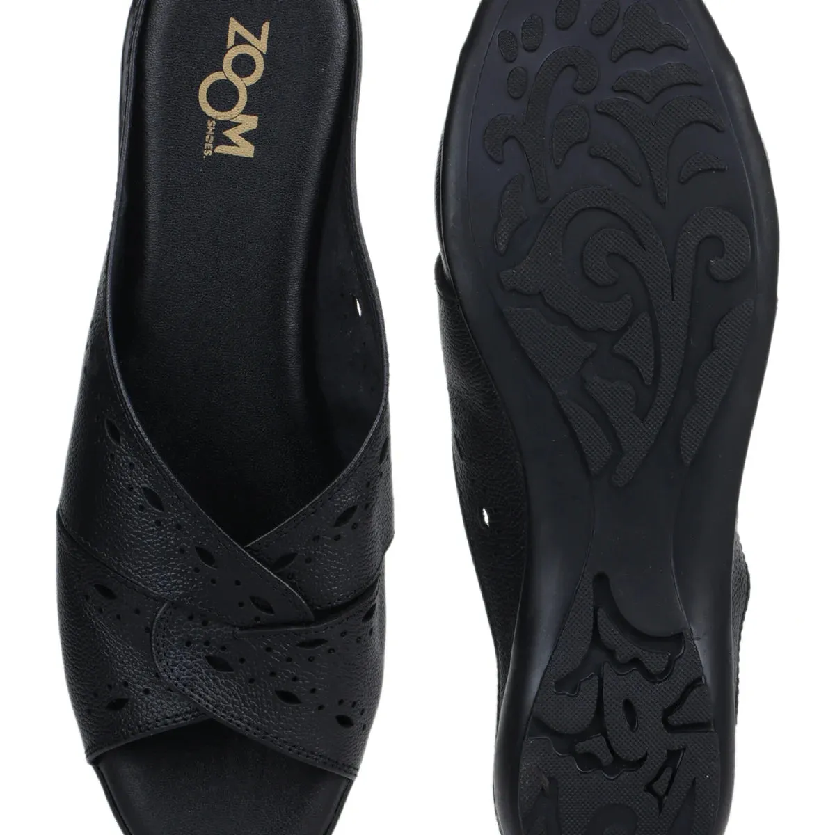 Sophisticated Women's Leather Slippers L 615 with Brogue Design
