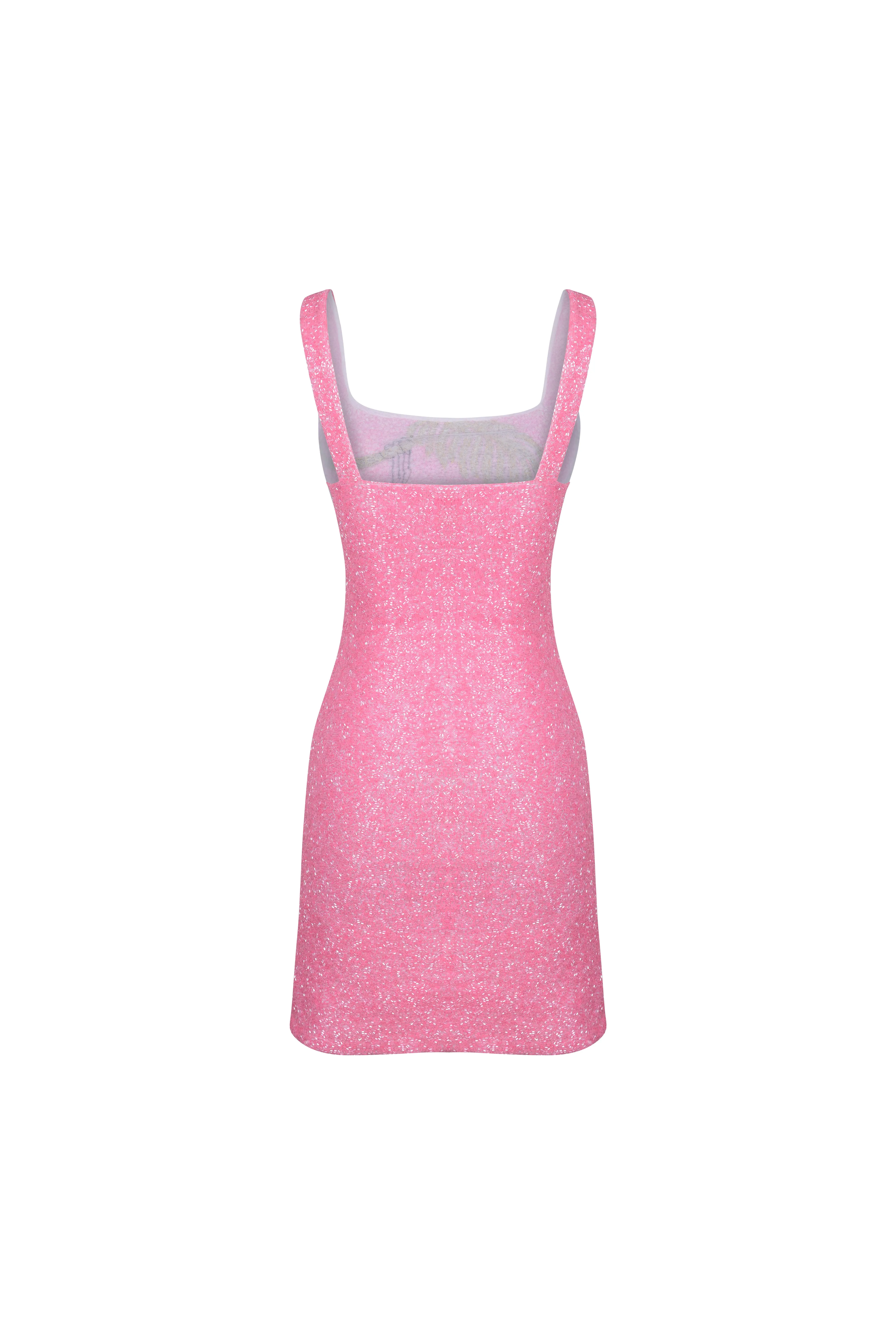 St. Barth Hand-Beaded Crystal Dress Pink