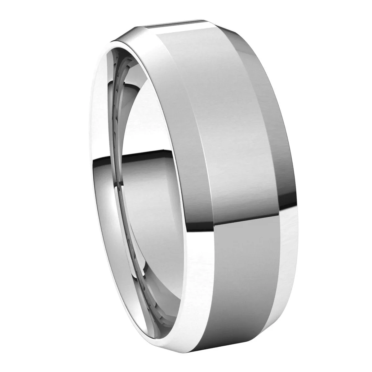 Sterling Silver 7 mm Beveled Edge Comfort Fit Light Band