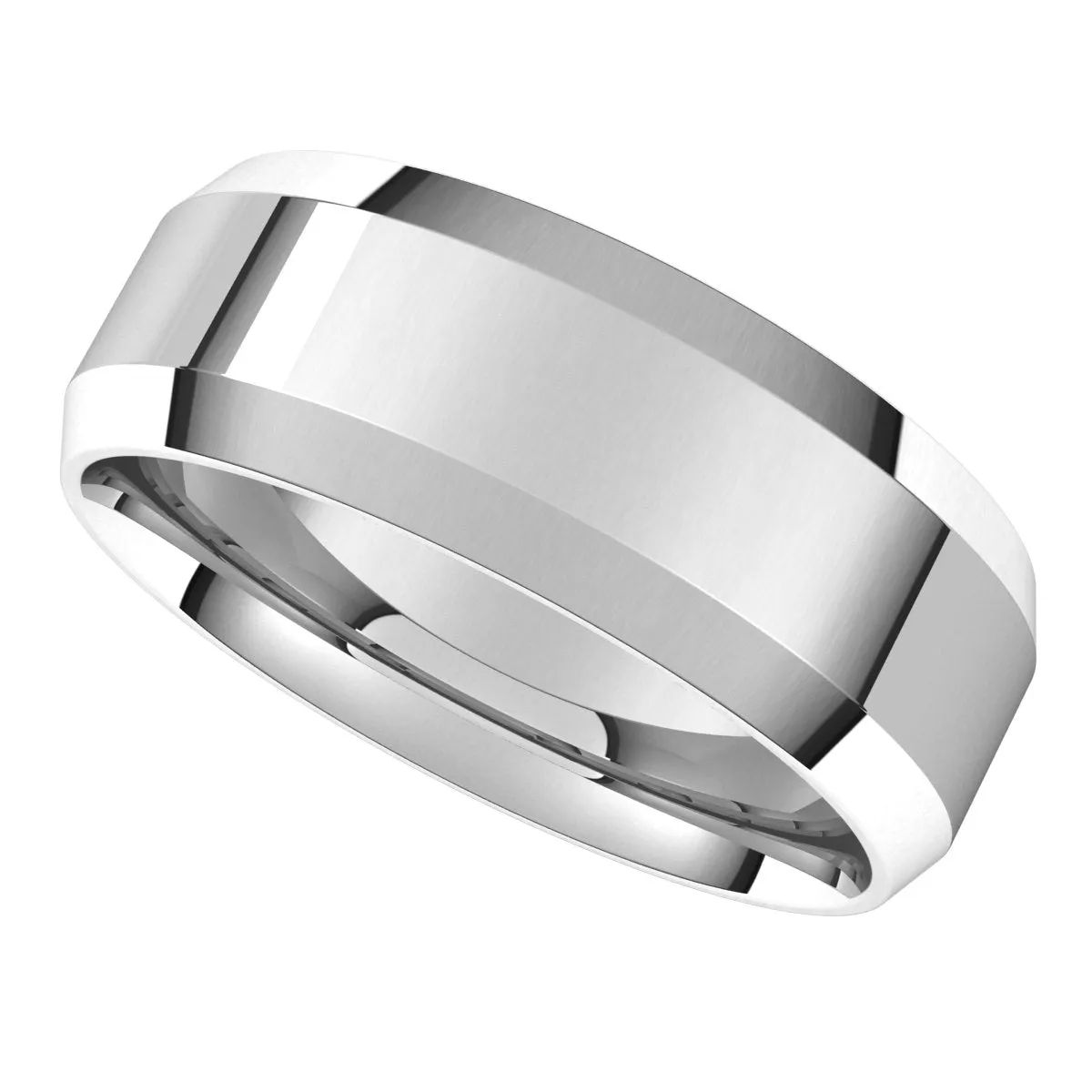 Sterling Silver 7 mm Beveled Edge Comfort Fit Light Band