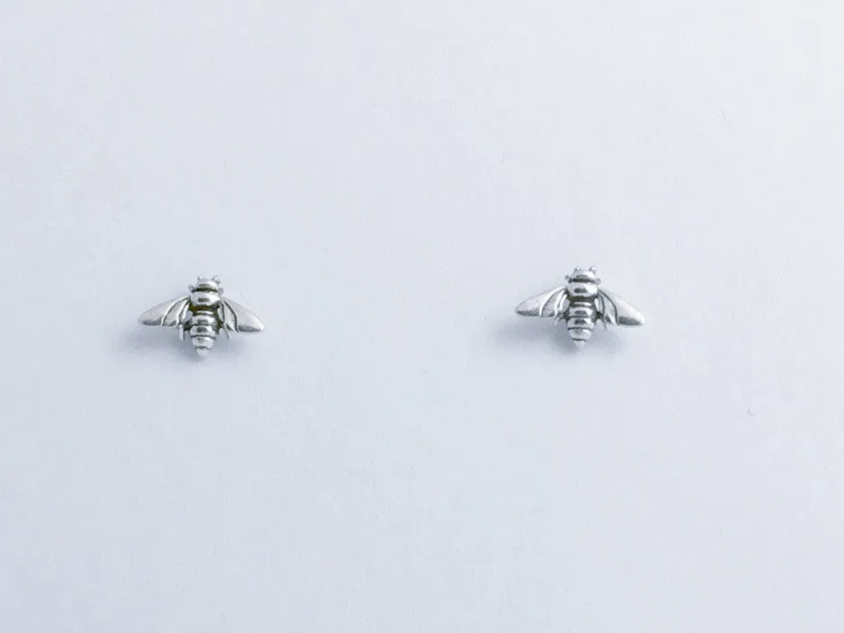 Sterling Silver & Surgical Steel tiny bee stud earrings- insects, bees, apiary