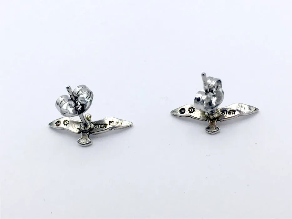 Sterling Silver and Surgical Steel seagull stud earrings-shore bird, birds, gull