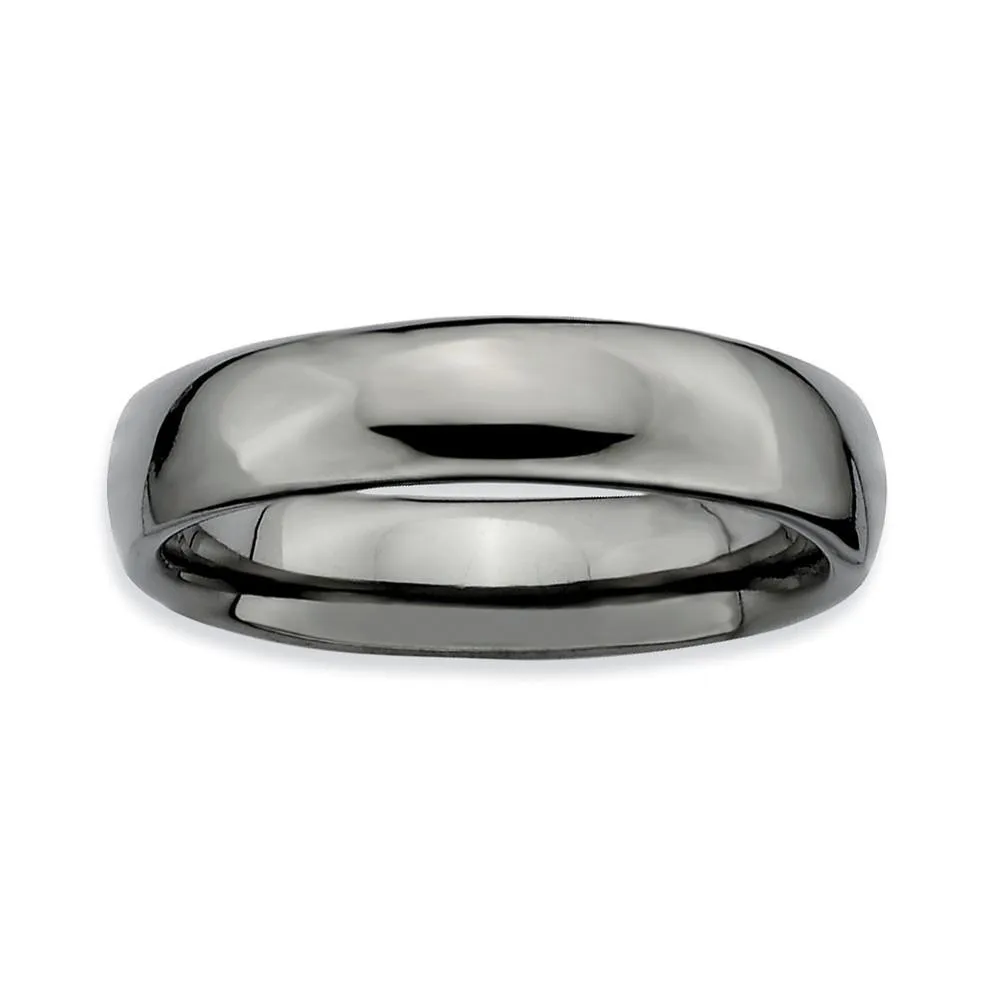 Sterling Silver Black-Plated Polished Ring
