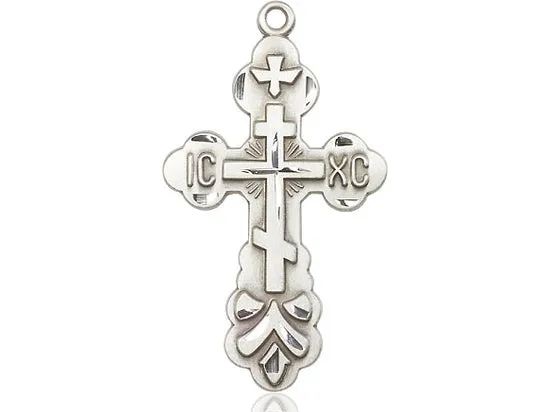 Sterling Silver Cross Pendant – 24” Heavy Curb Chain