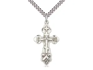 Sterling Silver Cross Pendant – 24” Heavy Curb Chain