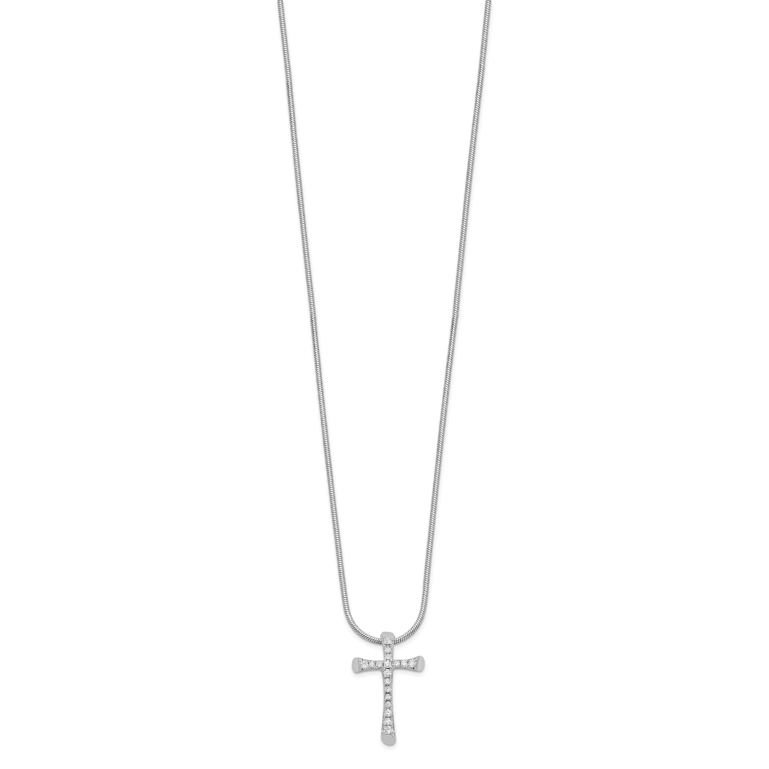 Sterling Silver Cubic Zirconia Cross Necklace