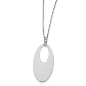 Sterling Silver Polished Crystal Oval Necklace