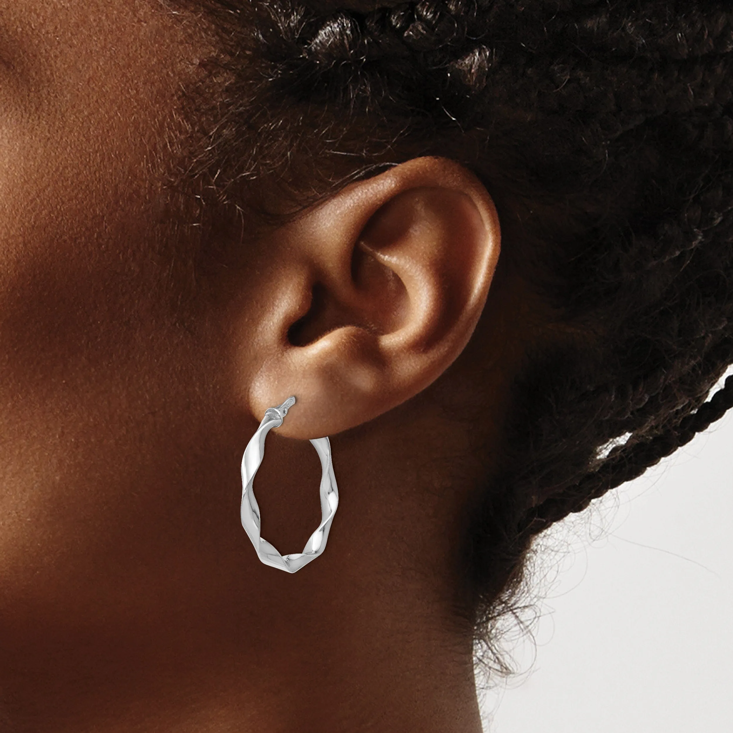 Sterling Silver Polished Twisted Hoop Earrings