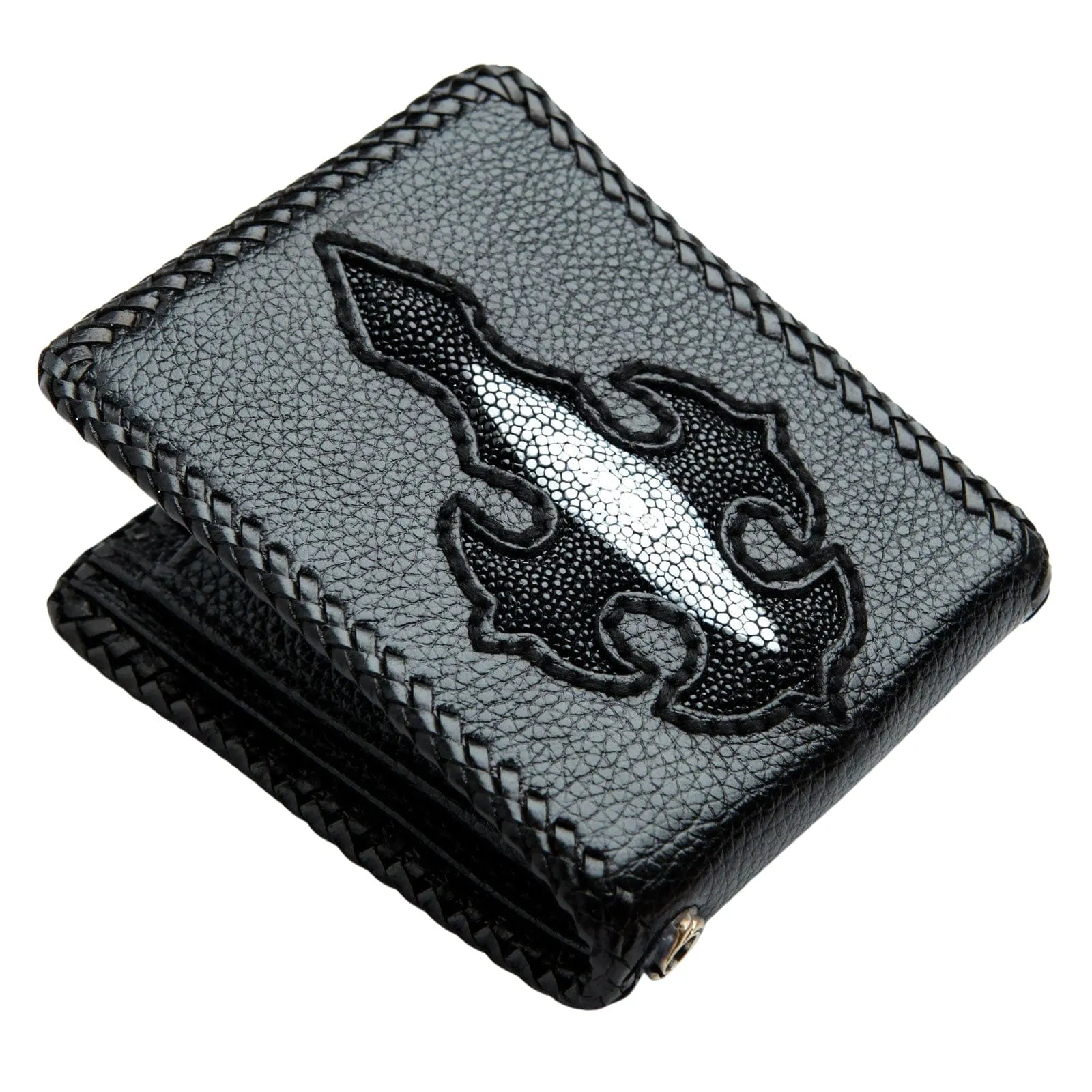 Stingray Leather Black Cross Biker Wallet