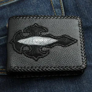 Stingray Leather Black Cross Biker Wallet