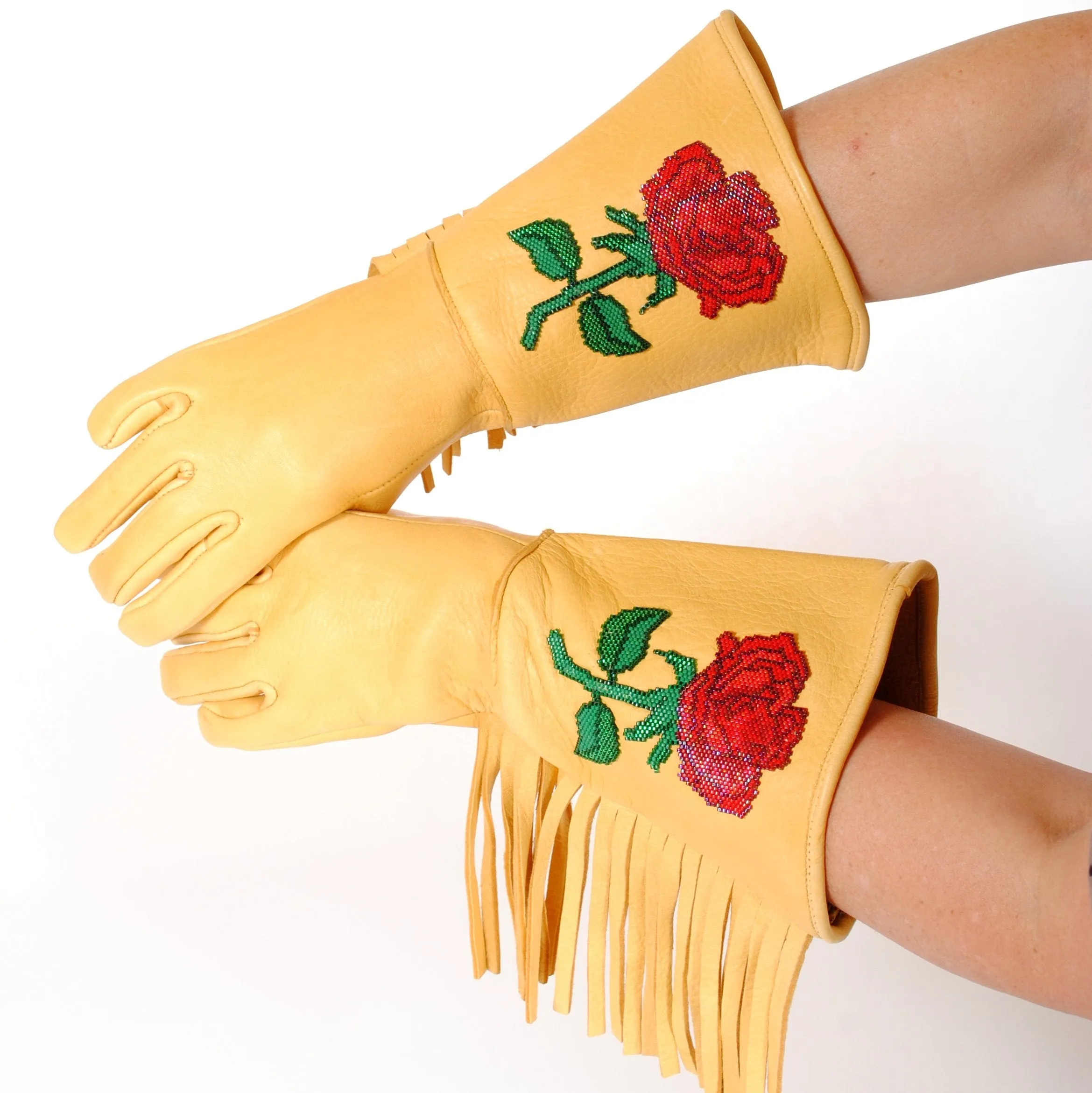 STOLEN 6/21/24 Gauntlet Gloves with Native American Beading