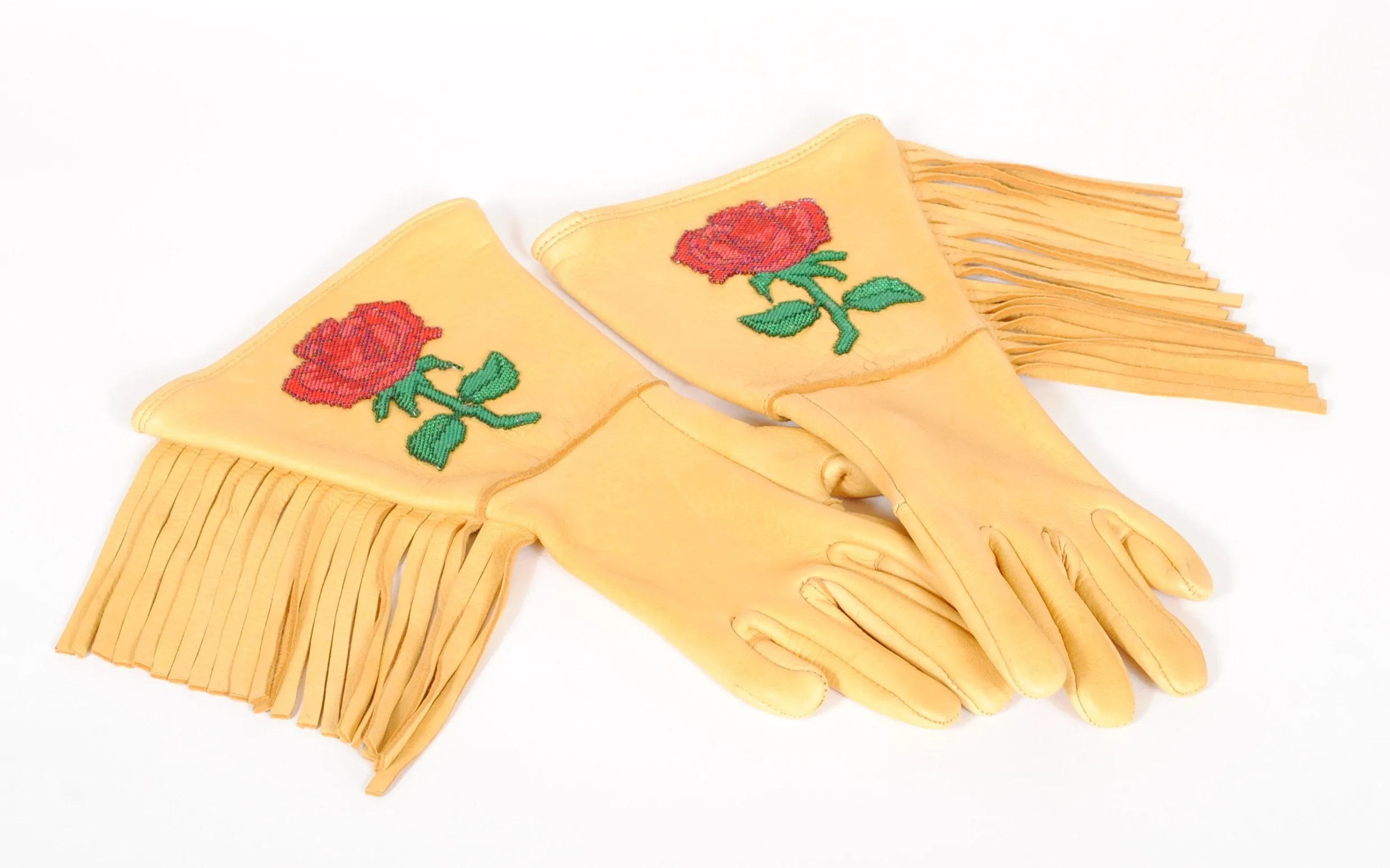STOLEN 6/21/24 Gauntlet Gloves with Native American Beading