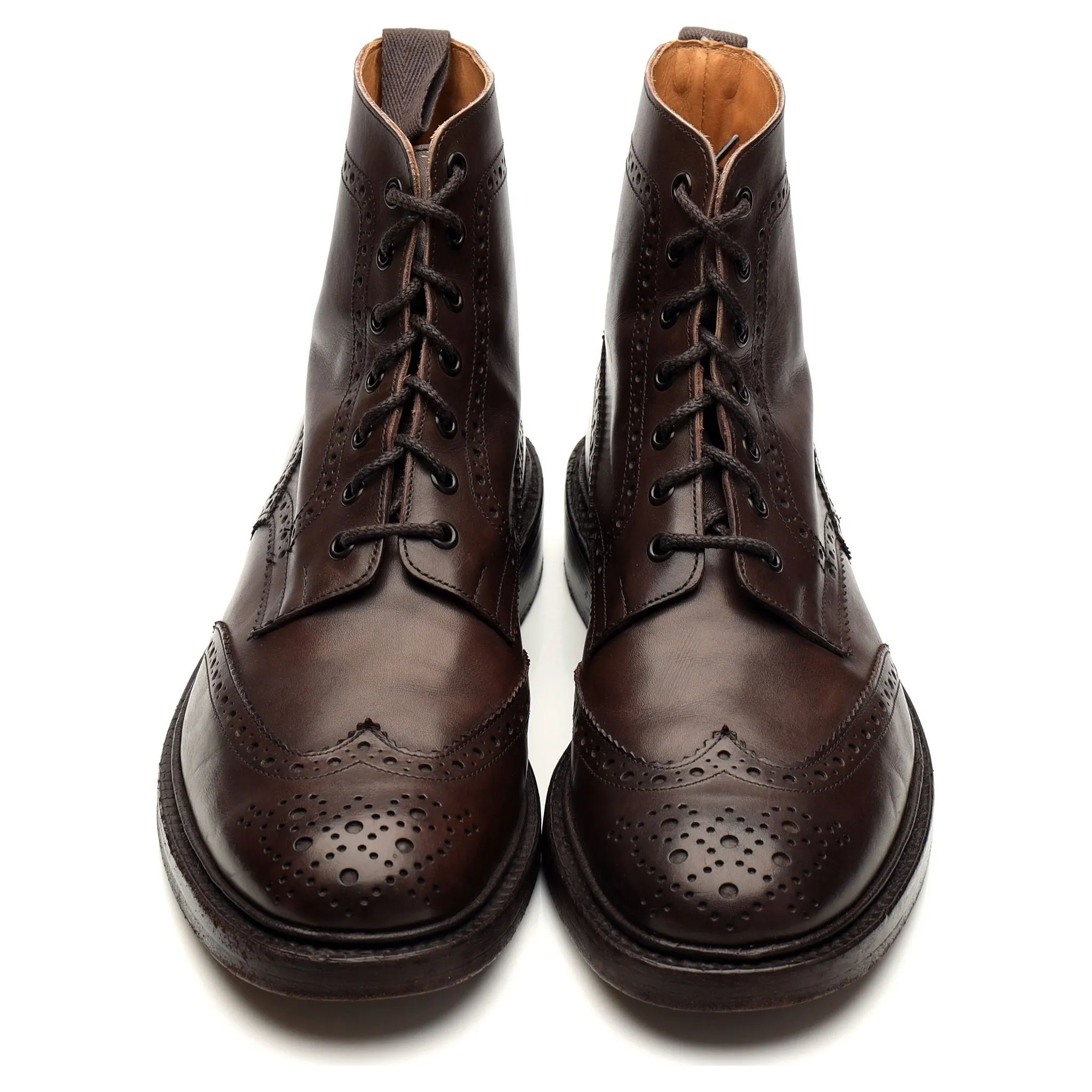 'Stow' Dark Brown Leather Brogue Boots UK 10