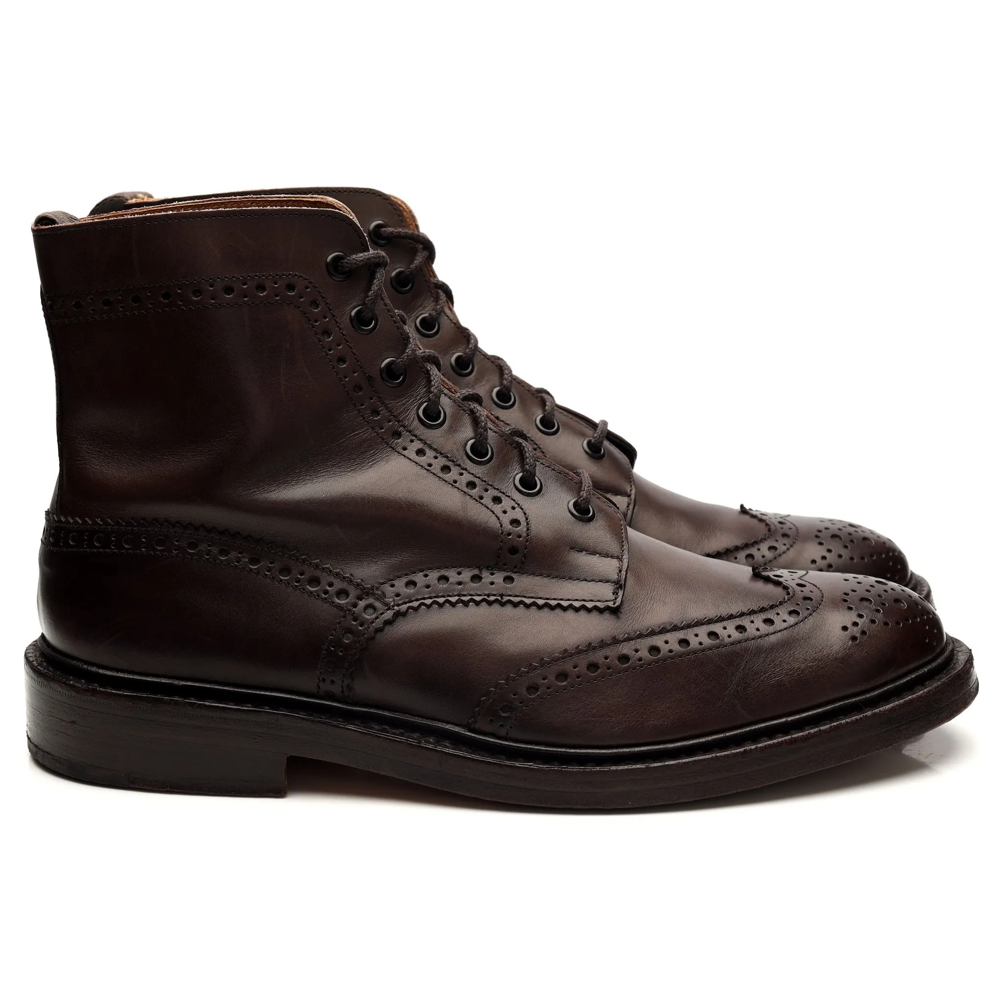 'Stow' Dark Brown Leather Brogue Boots UK 10