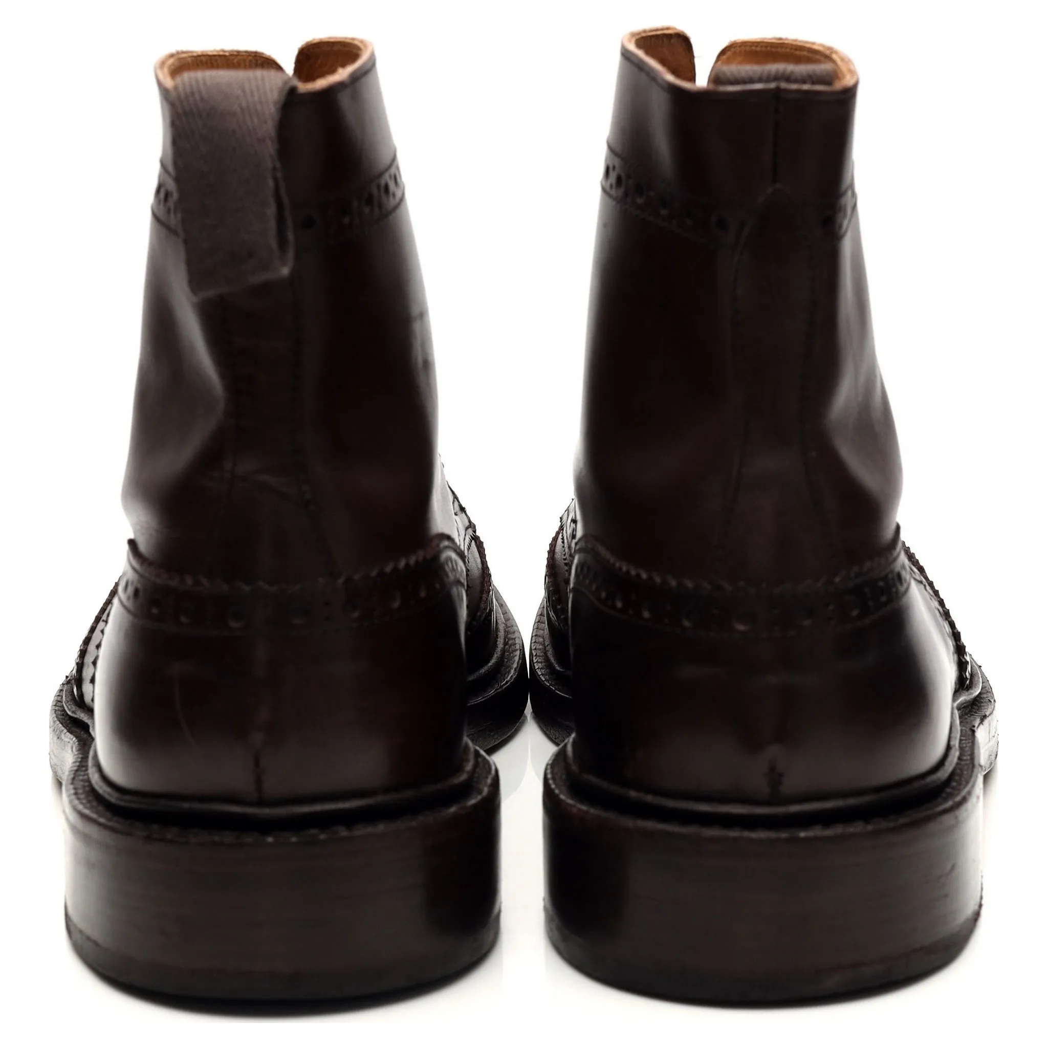 'Stow' Dark Brown Leather Brogue Boots UK 10