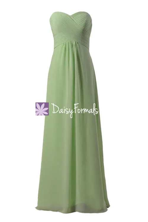 Strapless Chiffon Bridesmaid Dress Light Green Party Wears Evening Gown(BM2442L)