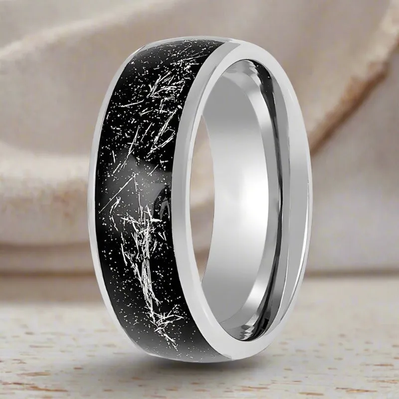 TATUM | Tungsten Ring Metallic Shavings Inlay