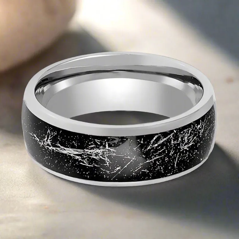 TATUM | Tungsten Ring Metallic Shavings Inlay