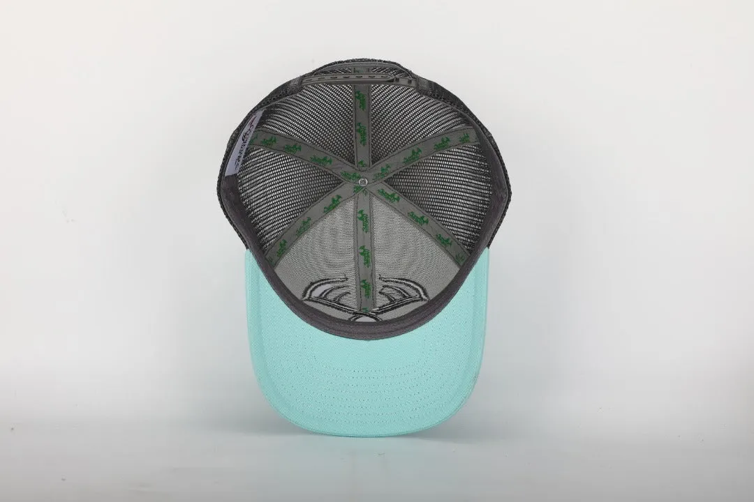Teal and charcoal symbol snapback