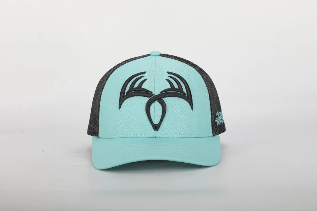 Teal and charcoal symbol snapback