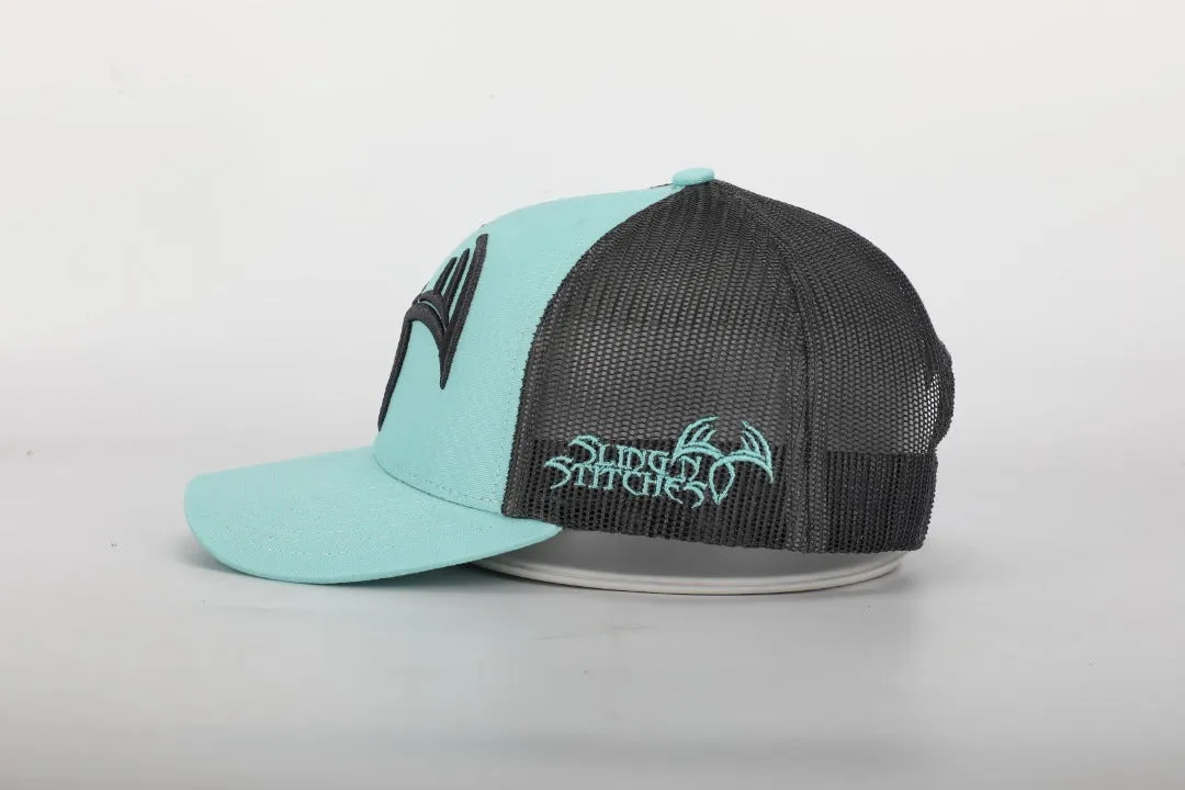 Teal and charcoal symbol snapback