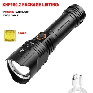 The Black Aluminum Alloy 800000 Lumen Powerful Flashlight