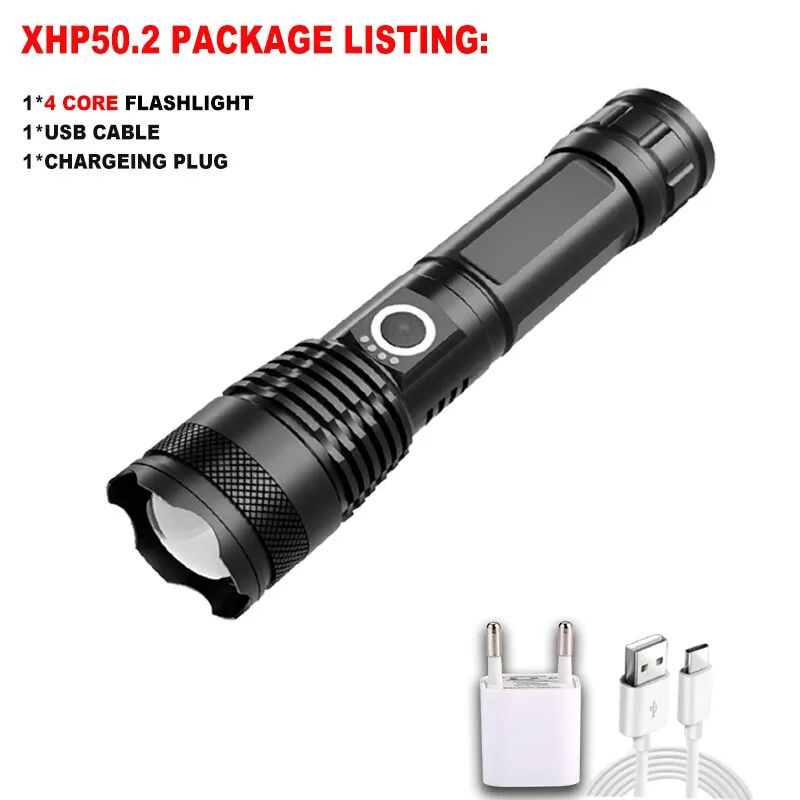 The Black Aluminum Alloy 800000 Lumen Powerful Flashlight