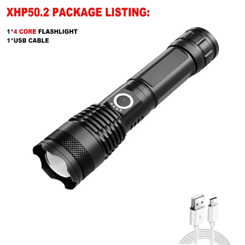 The Black Aluminum Alloy 800000 Lumen Powerful Flashlight