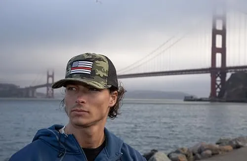 Thin Red Line American Flag Snapback Baseball Hat (Camouflage) - International Tie