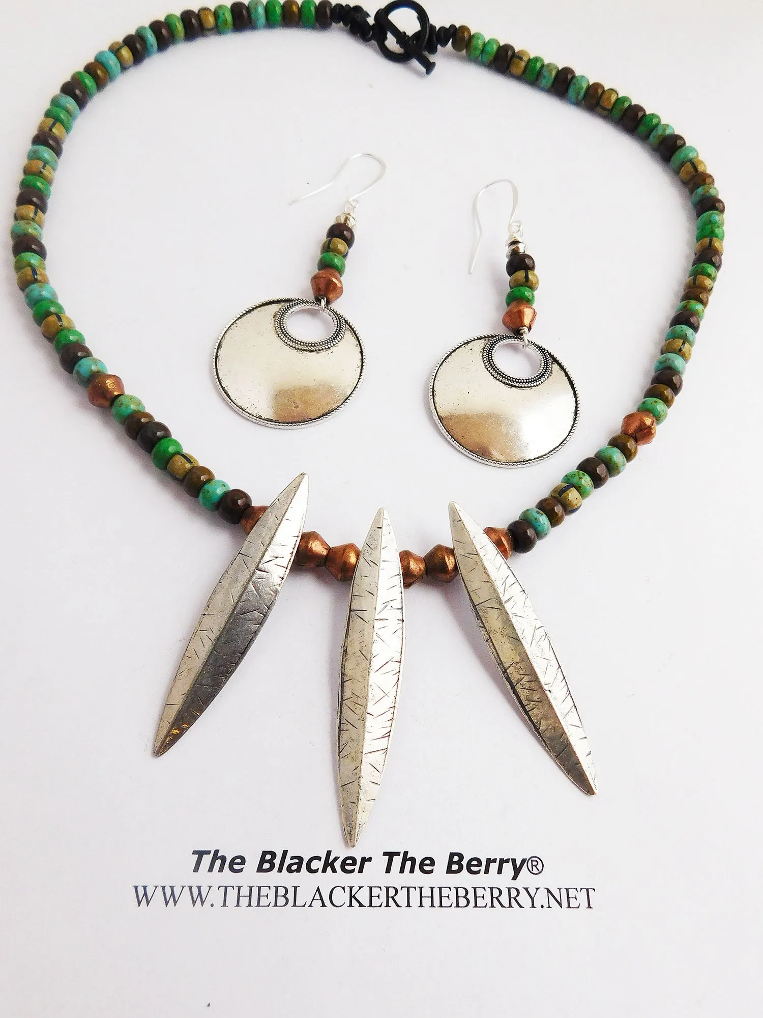 Tribal Spear Necklace Beaded Jewelry Set Silver Copper The Blacker The Berry®